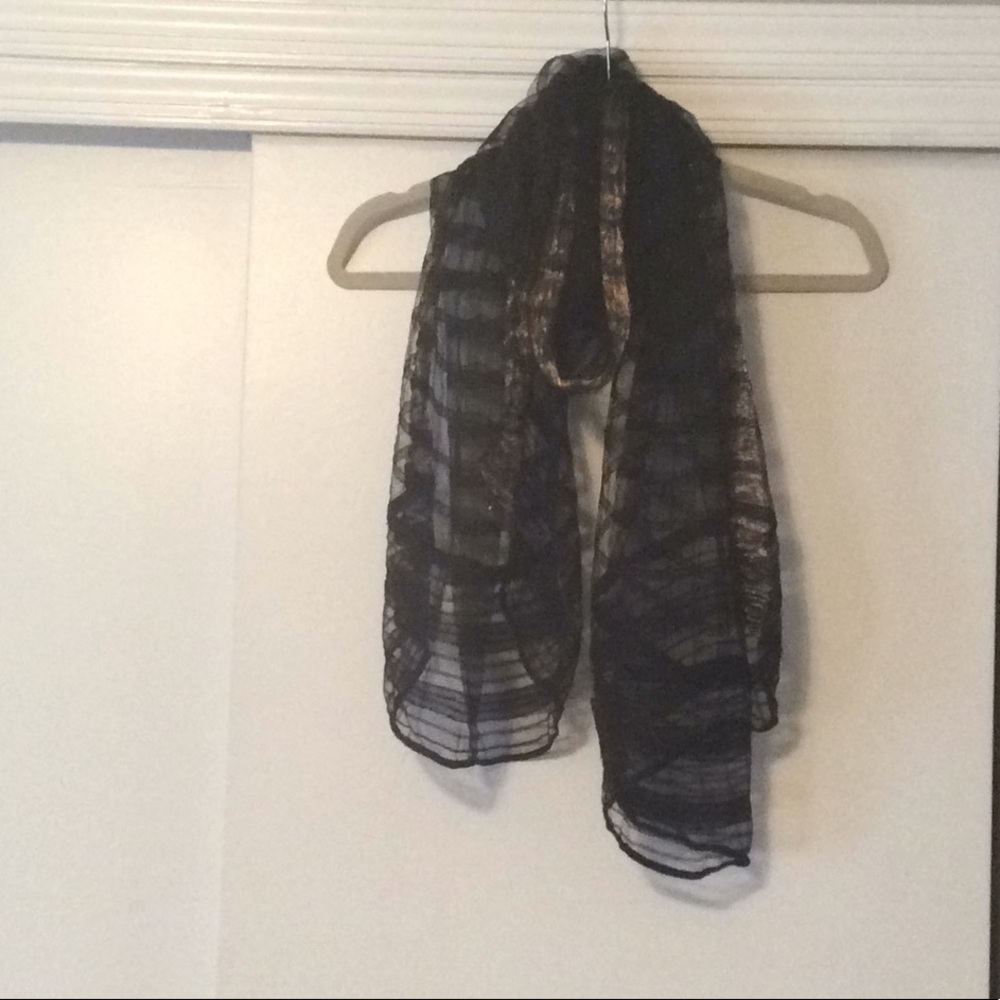 Sheer black rectangle scarf